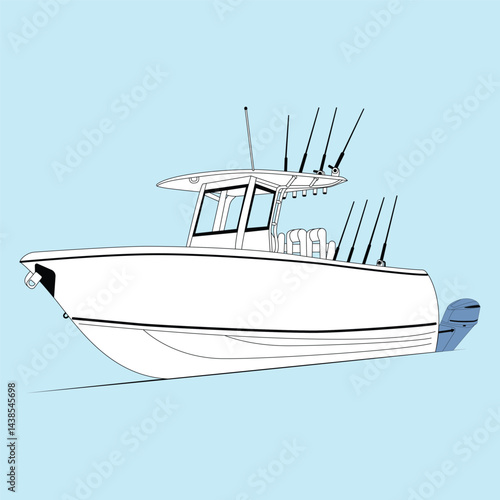 Boat Vector Line Art Illustration