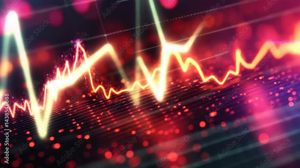 Abstract glowing waveform, vibrant, representing energy and data flow, on dark background Abstract glowing waveform, vibrant, representing energy and data flow, on dark background