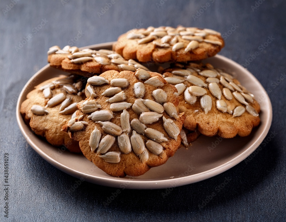 crunchy sunflower seed cookies made of vanilla and flour crunchy sunflower seed cookies made of vanilla and flour