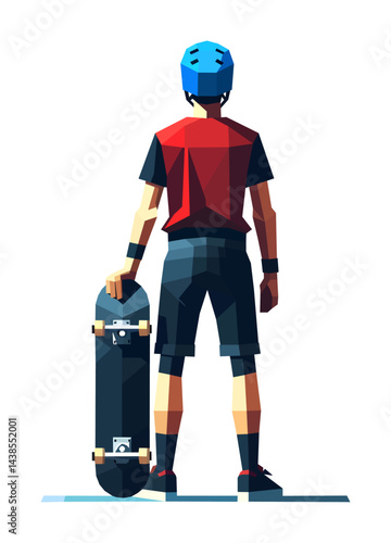 skateboard sport - low poly design style (artwork 3)