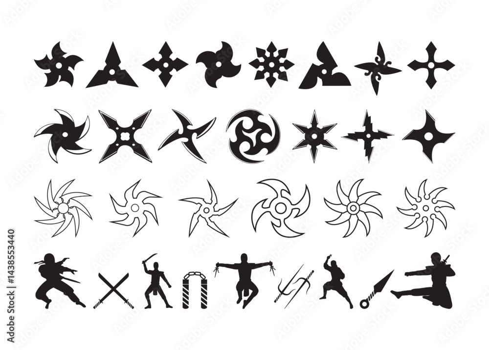Naklejka premium Ninja Stars vector, Ninja Stars clipart, Ninja Stars silhouette
