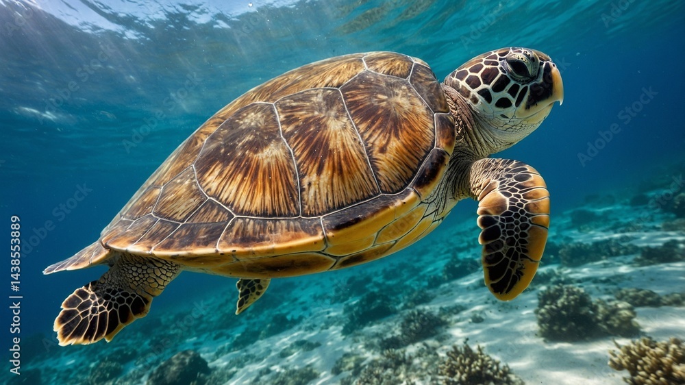 Obraz premium turtle swimming, Generative Ai