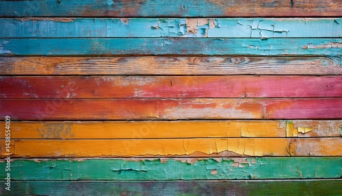 texture of vintage wood board with cracked paint horizontal or vertical retro background with wooden plank with old paint of different color copy space for text