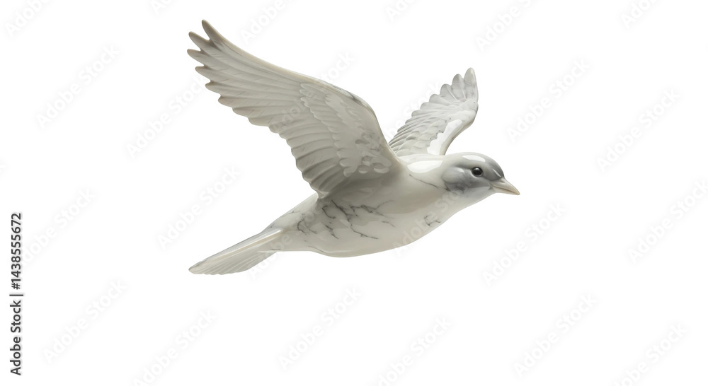Fototapeta premium Flying Bird Figurine on Transparent Background