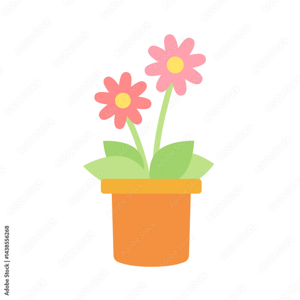ガーベラの鉢植えのイラスト 植木鉢 ガーベラの鉢植えのイラスト 植木鉢