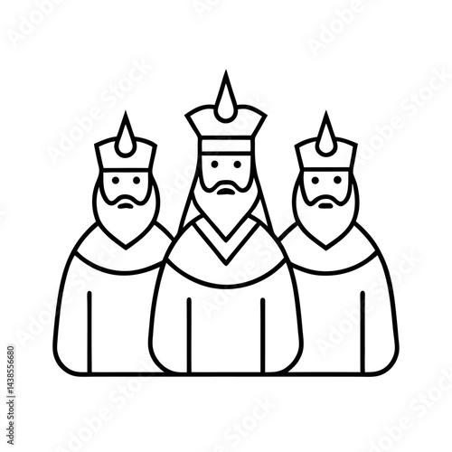 outline of a elegant reyes magos line art vector