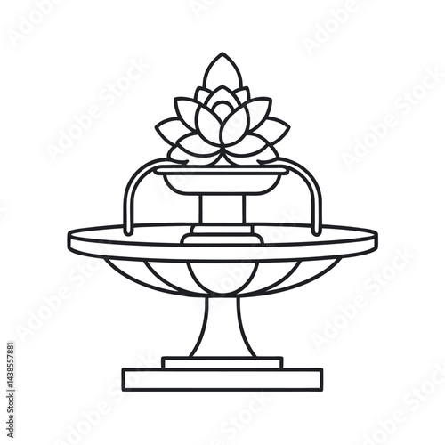 outline of a gardenia elegant artificial fountain line art vector