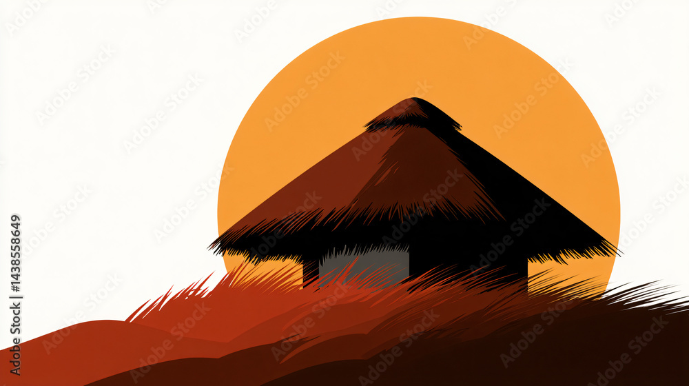 Thatched roof hut icon design