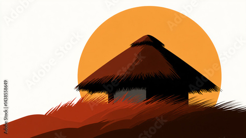 Obraz na płótnie Thatched roof hut icon design w salonie