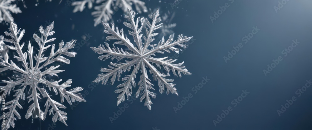 Elegant silver snowflakes on a blue background, perfect for winter holidays , graphic, background Elegant silver snowflakes on a blue background, perfect for winter holidays , graphic, background