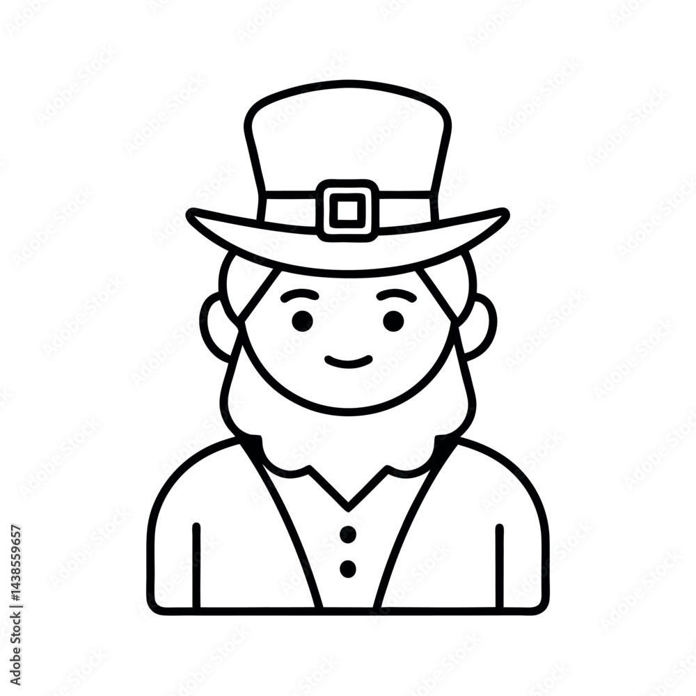 outline of a leprechauns line art vector outline of a leprechauns line art vector