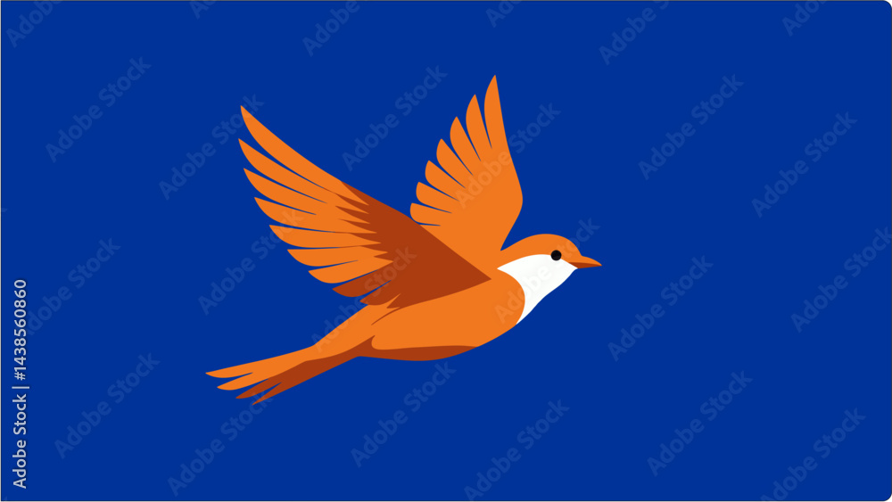 Fototapeta premium Flying Bird Illustration with Orange and White Plumage on Dark Background