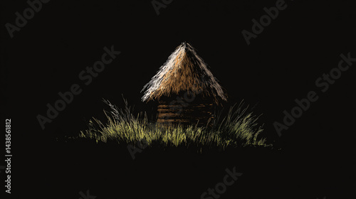 Obraz na płótnie Traditional hut icon with rustic charm. w salonie