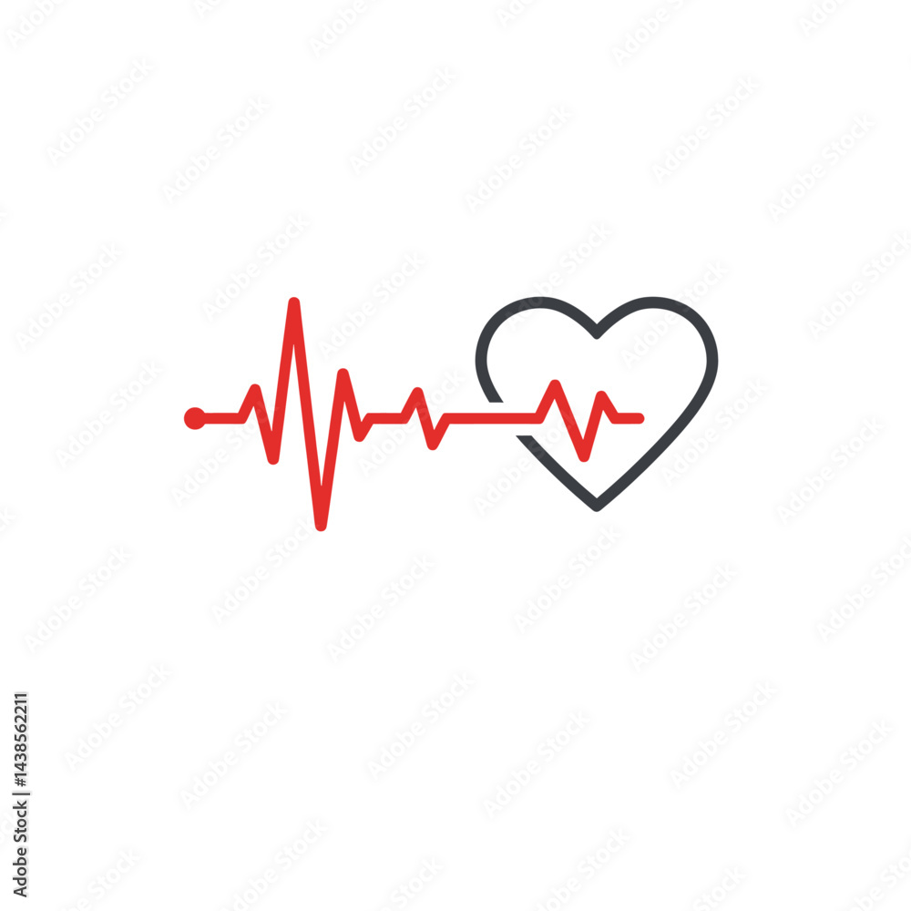 Medical Logo Concept Featuring Electrocardiogram Pulse Morphing into Heartbeat Symbol in Clean Vector Lines with Red-Gray Palette for Clinical and Fitness Applications Medical Logo Concept Featuring Electrocardiogram Pulse Morphing into Heartbeat Symbol in Clean Vector Lines with Red-Gray Palette for Clinical and Fitness Applications