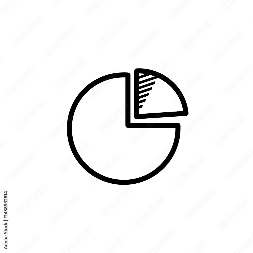 Simple line pie chart illustration on a white background Simple line pie chart illustration on a white background