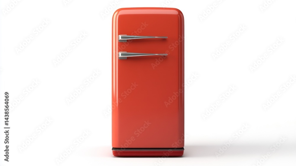 Red retro refrigerator isolated on white background. Red retro refrigerator isolated on white background.