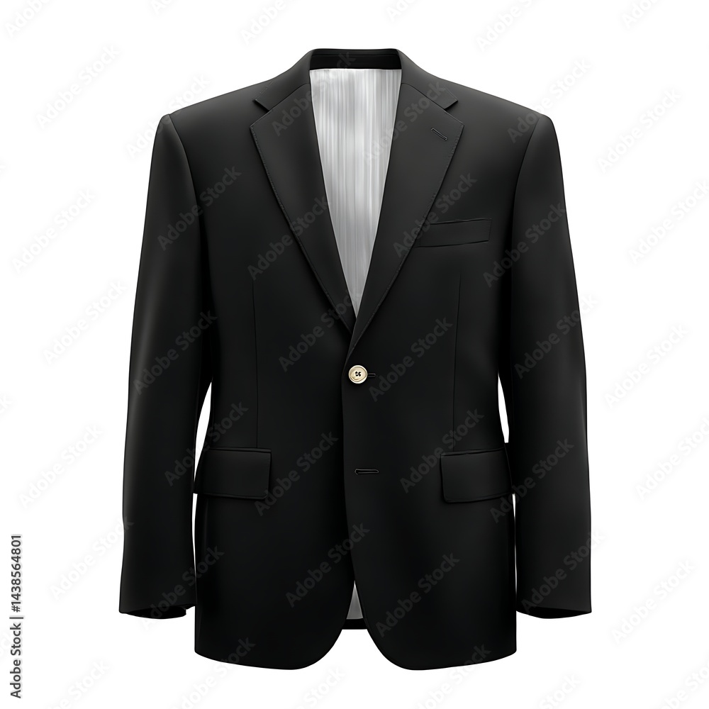 A black men's suit, including jacket and tie, is isolated on a white background A black men's suit, including jacket and tie, is isolated on a white background