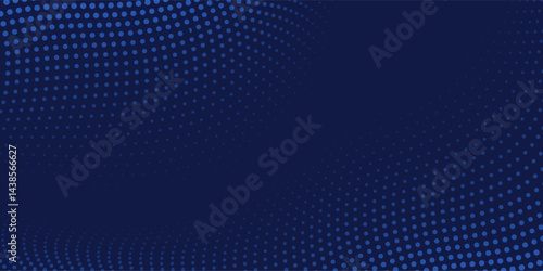 Halftone wavy background. Blue halftone dot pattern with abstract wavy flow, dynamic dot texture and sport style gradient background. Vector texture