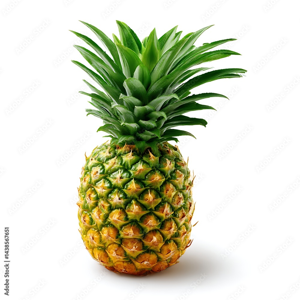 Fototapeta premium A ripe and fresh pineapple isolated on a clean white background