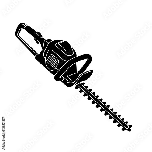 Precision in Hand: A detailed silhouette showcases a robust hedge trimmer, meticulously designed for precise landscaping and garden maintenance. 