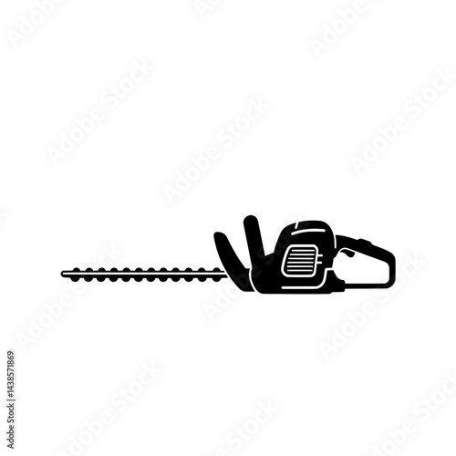 Hedge Trimmer Silhouette: A sleek, high-contrast silhouette of a hedge trimmer against a clear background, the essential tool for any gardening enthusiast.