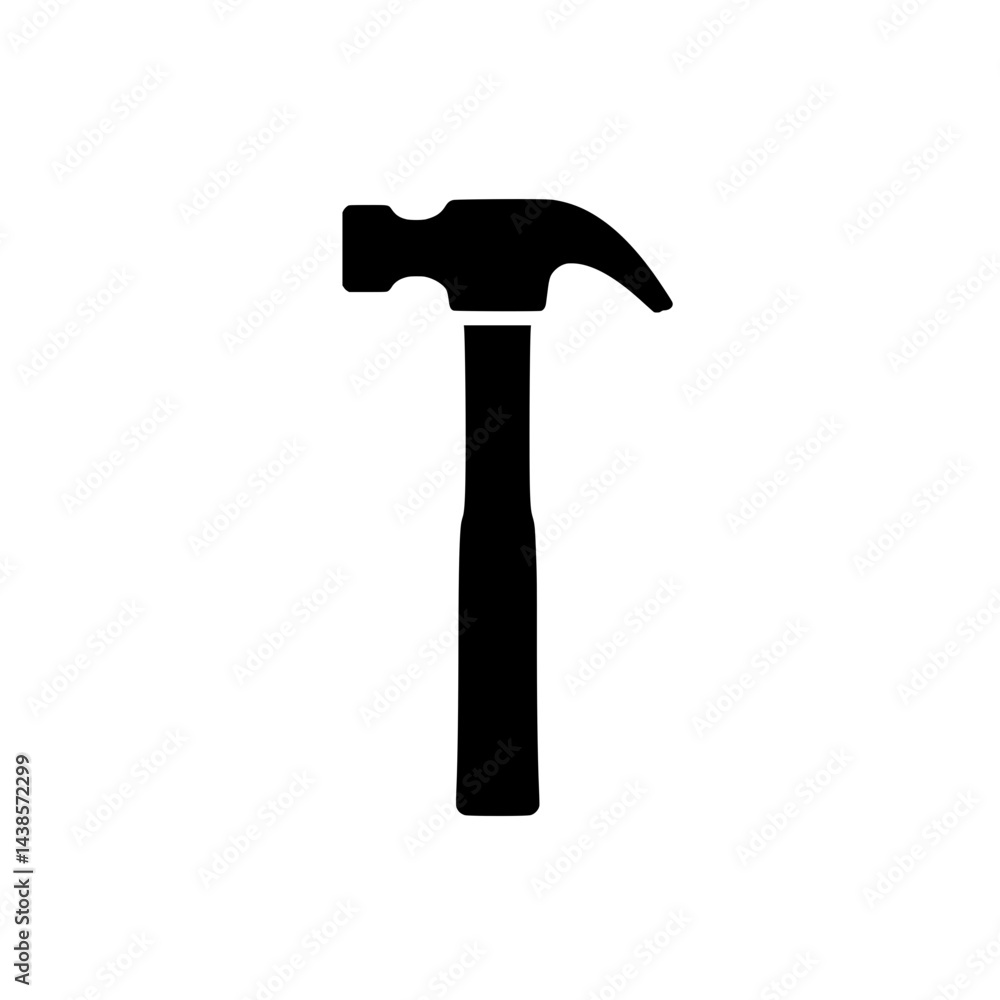 Hammer Silhouette Icon: A simple yet powerful silhouette icon of a claw hammer, symbolizing construction, DIY, and craftsmanship. It's a versatile symbol that can be used for a variety of projects. Hammer Silhouette Icon: A simple yet powerful silhouette icon of a claw hammer, symbolizing construction, DIY, and craftsmanship. It's a versatile symbol that can be used for a variety of projects.