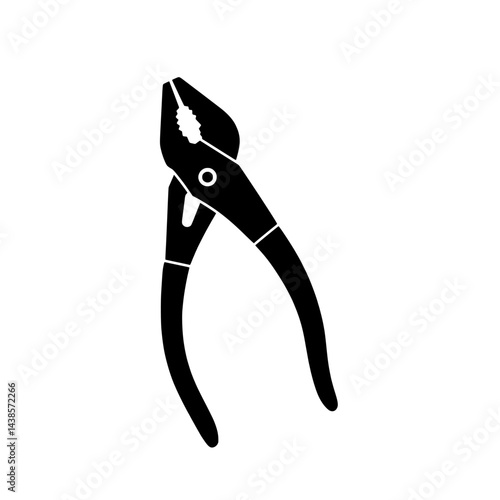 Precision Grip: A bold and sleek silhouette of pliers, showcasing its essential form and functionality in a graphic design that embodies tools of trade.