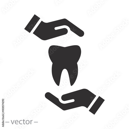 tooth protection, dental care icon, flat vector illustration