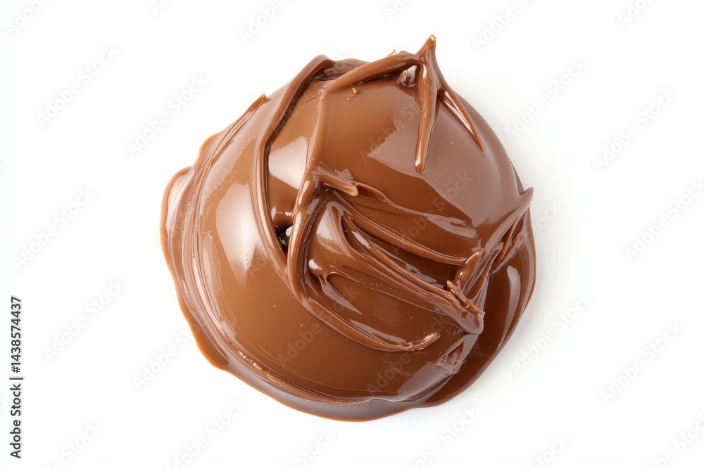 Obraz premium Rich decadent chocolate spread swirls beautifully a luscious smooth texture against a stark white background Perfect for baking or