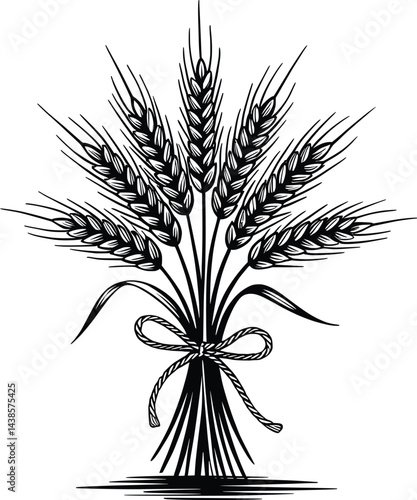 Wheat Bundle Harvest Silhouette Agriculture Farm Crop Art