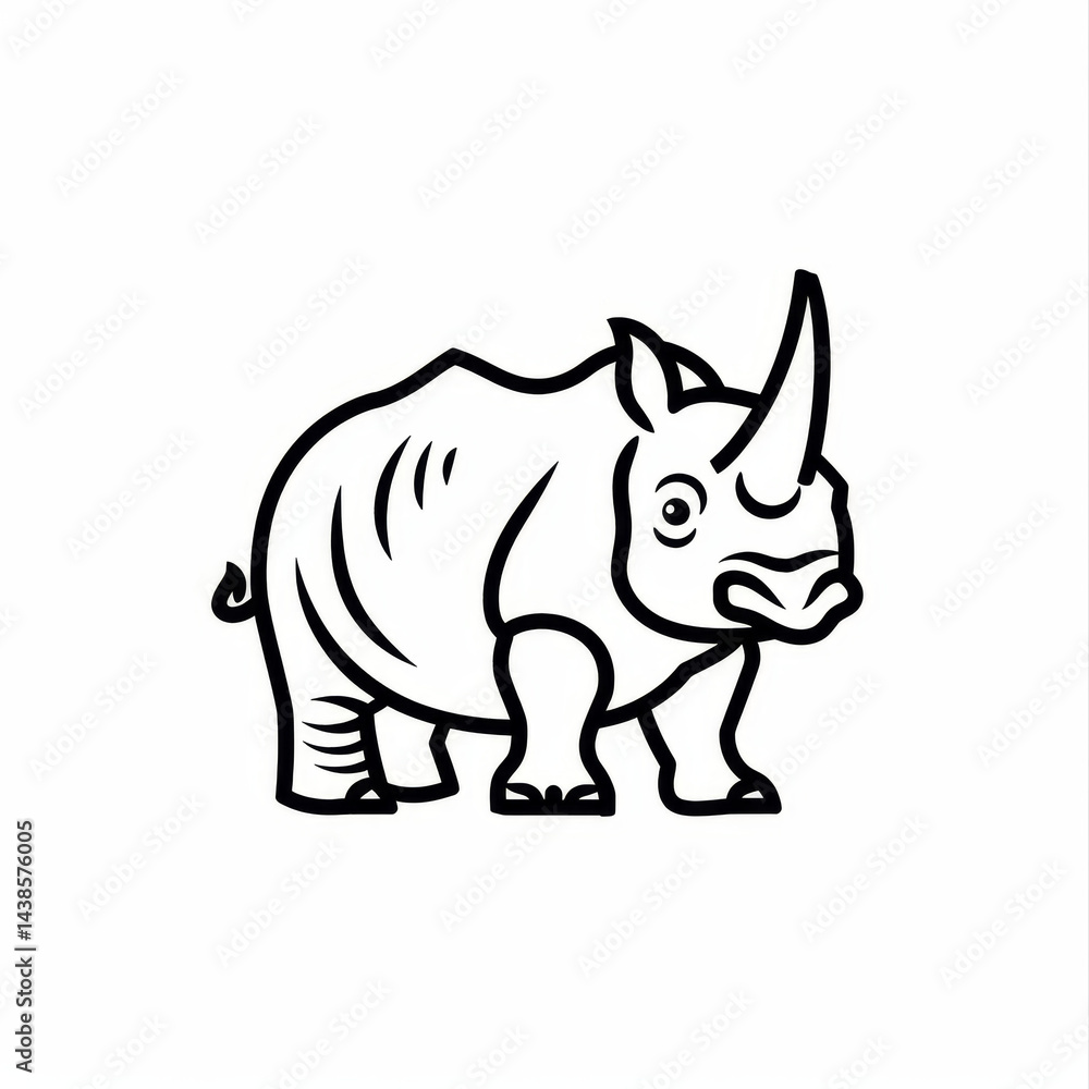 Fototapeta premium Rhino Coloring pages, simple coloring page