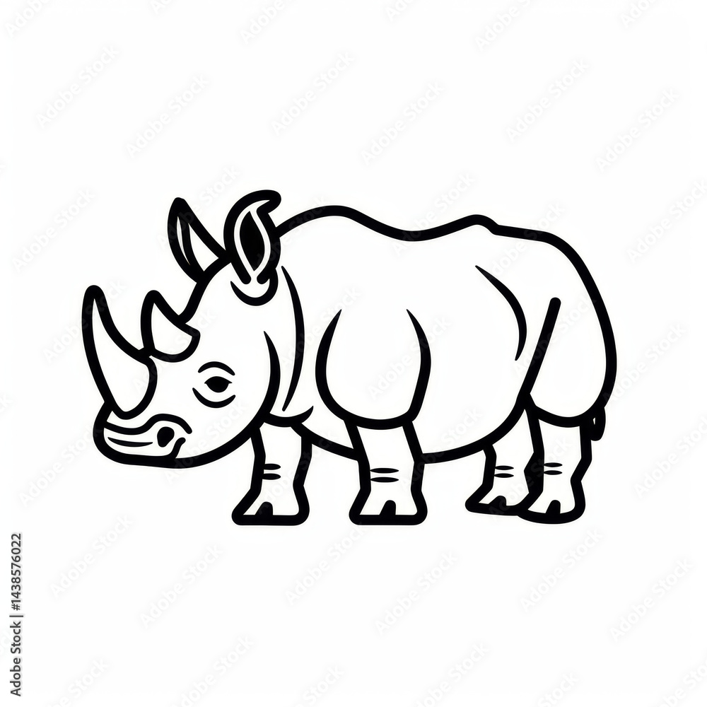 Naklejka premium Rhino Coloring pages, simple coloring page