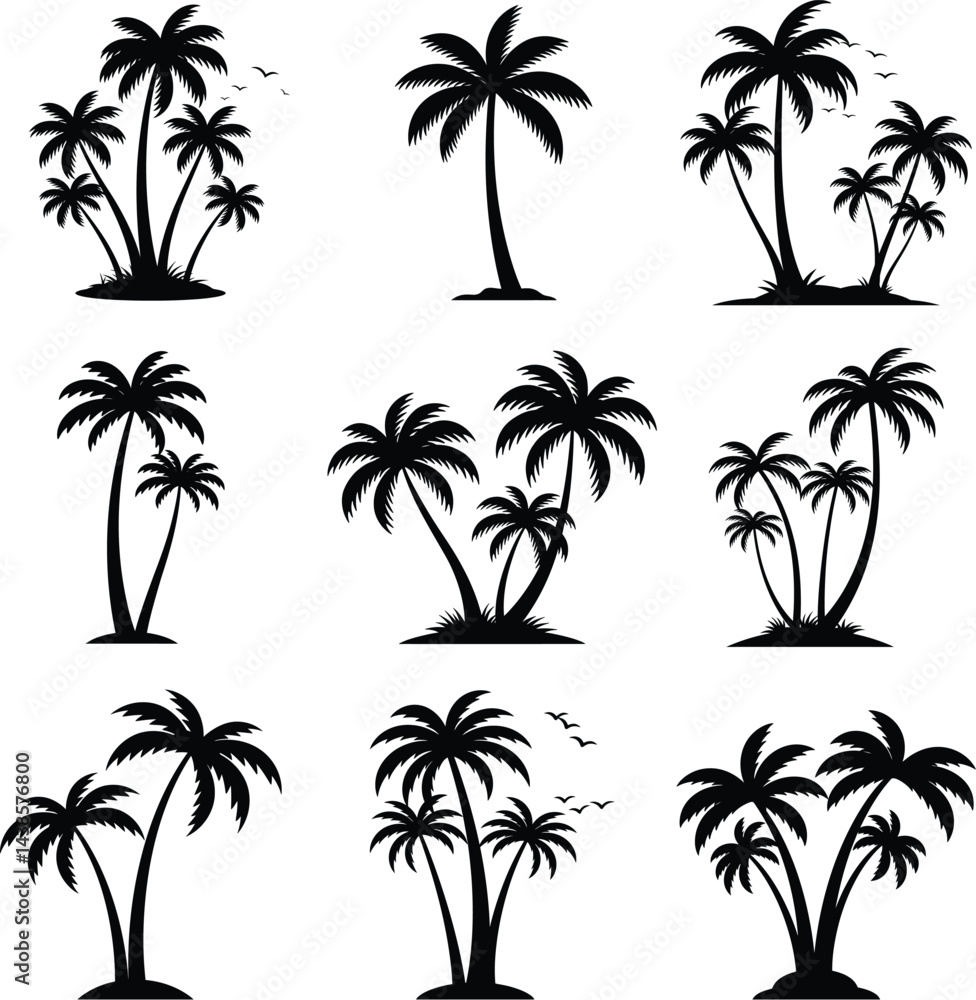 Fototapeta premium Palm Tree Silhouette Collection for Tropical Designs