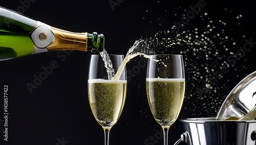 champagne bottle and champagne