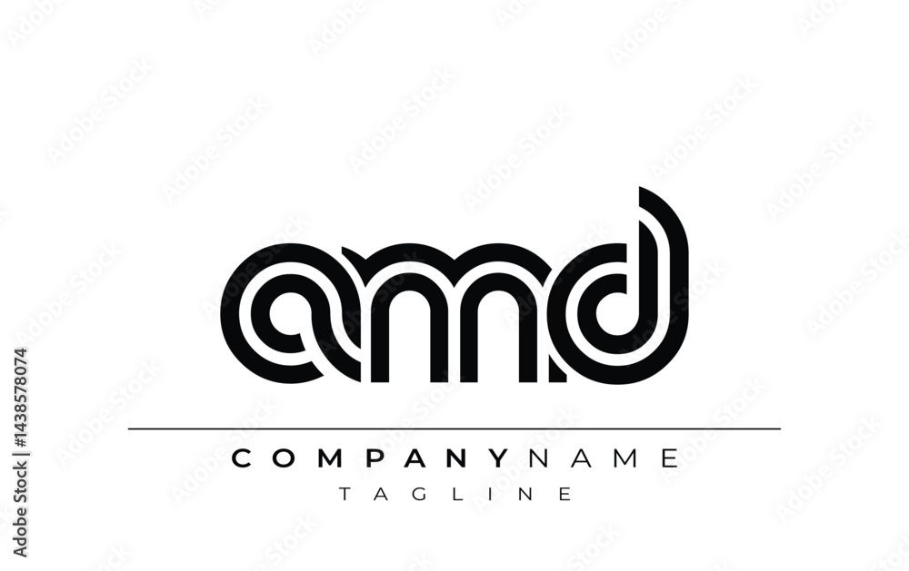Fototapeta premium AMD Creative Unique Modern Letter Logo Design. Stylized logo featuring a unique letter design, presenting abstract minimalist aesthetics and modern appeal.
