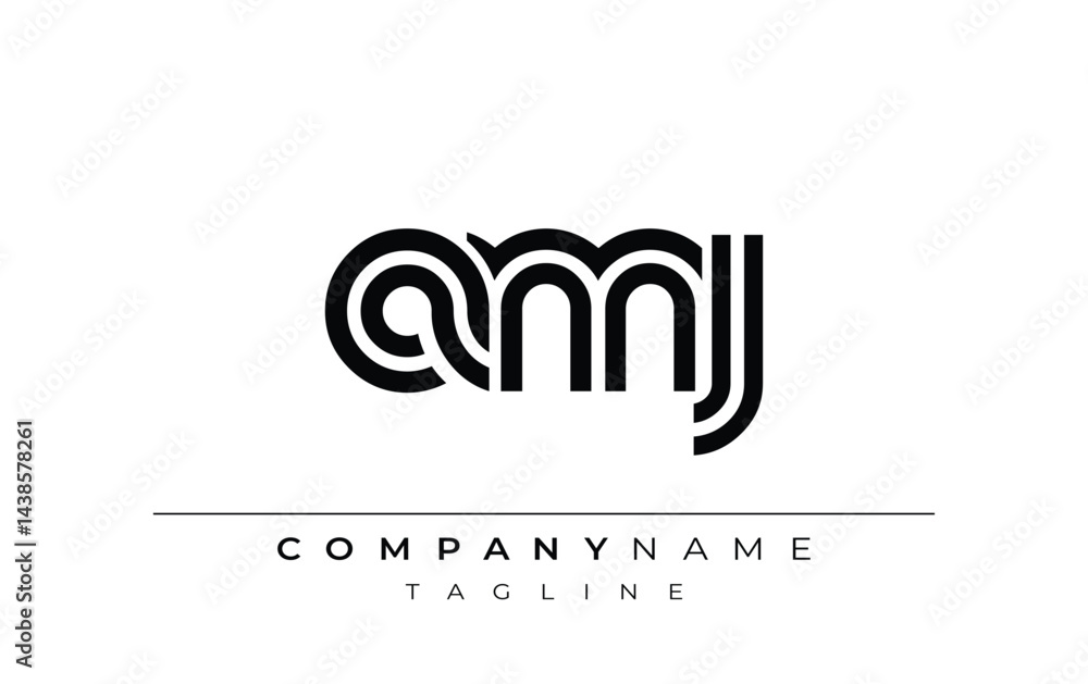 Fototapeta premium AMJ Creative Unique Modern Letter Logo Design. Stylized logo featuring a unique letter design, presenting abstract minimalist aesthetics and modern appeal.
