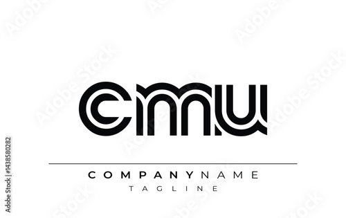 CMU Creative Unique Modern Letter Logo Design. Stylized logo featuring a unique letter design, presenting abstract minimalist aesthetics and modern appeal.