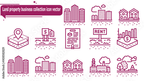 Land property business collection icon vector