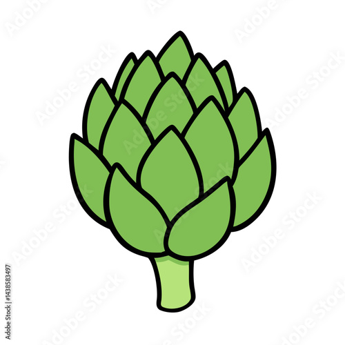 Isolated artichoke vector illustration, healthy food, green vegetable, organic artichoke image design