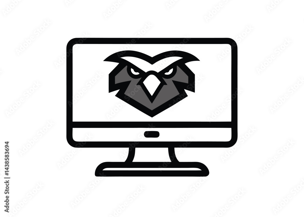 Black Clipart Outline Computer And Eagle Head Icon Black Clipart Outline Computer And Eagle Head Icon