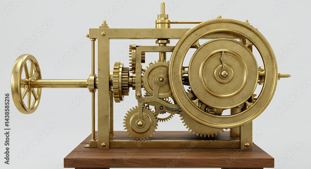 Fototapeta premium Detailed antique brass clock mechanism