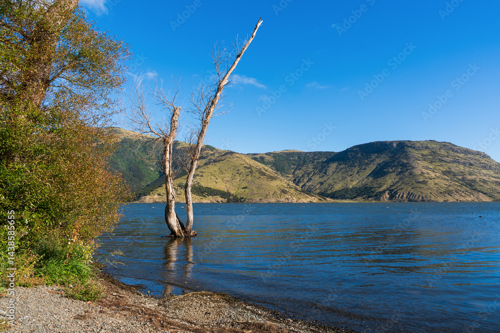 An der Catons Bay am Lake Forsyth oder Lake Wairewa an der Straße von Christchurch nach Akaroa auf der Südinsel Neuseelands