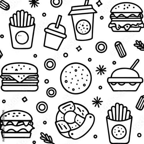 Simple Outline Fast Food Illustration