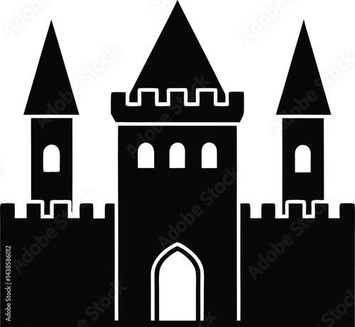 flat castle turret icon on white background