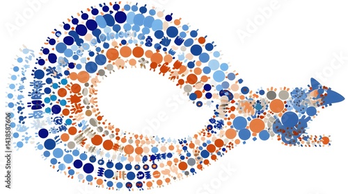 Abstract geometric design of gear rat race mosaic with round dots in various sizes