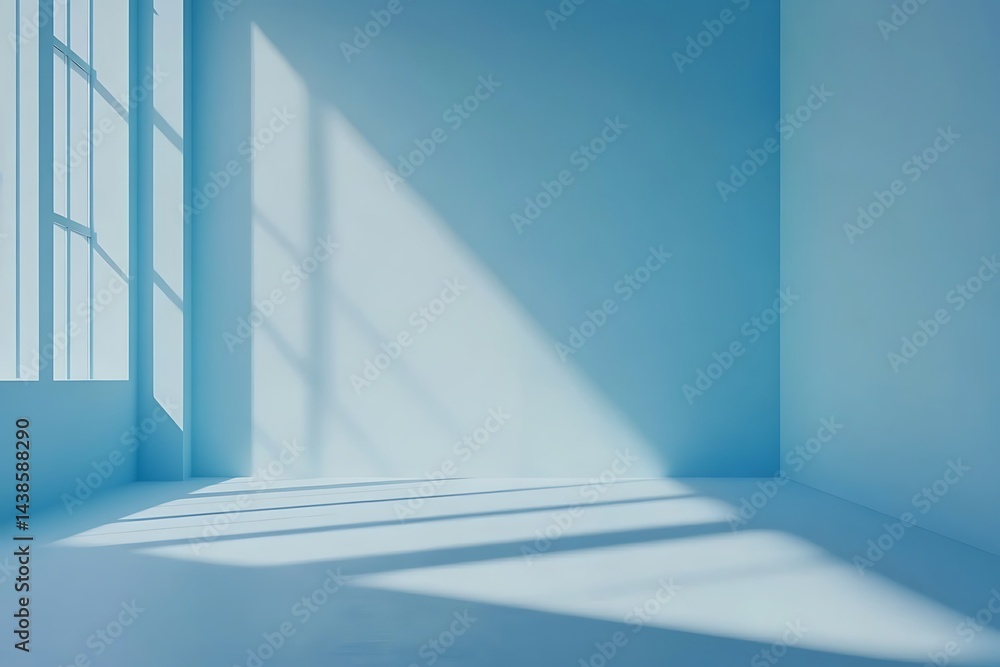 Fototapeta premium Calming Light Blue Studio Room with Soft Lighting and Modern Style