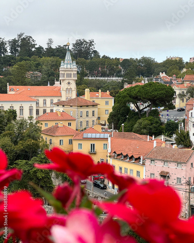 Romantic-style buildings in the historic center of Sintra, Portugal