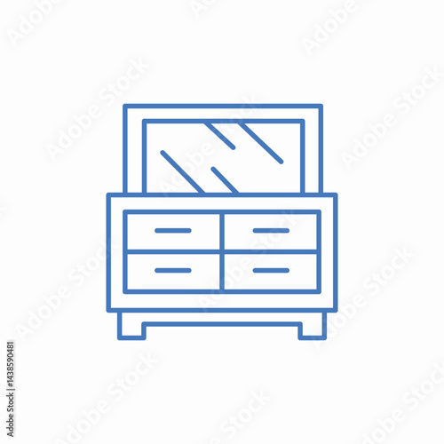 dresser with mirror icon sign vector