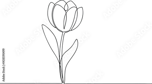 Beautiful continuous one line drawing of a tulip flower with minimalist and elegant artistic style

