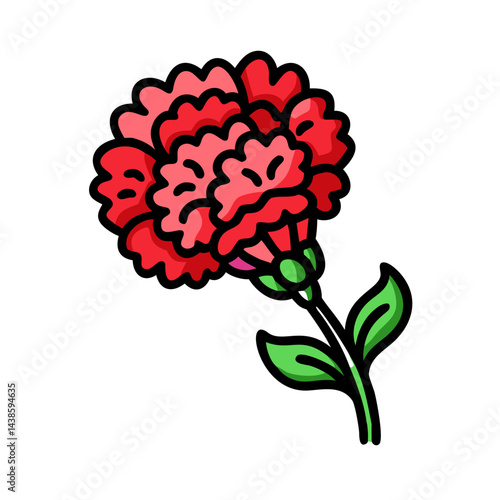 Red carnation flower illustration vector floral design botanical art blooming plant drawing graphic